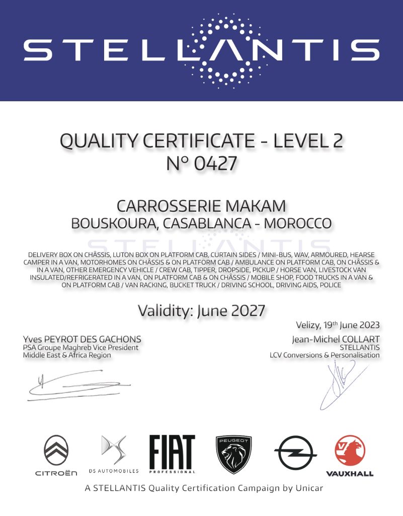 QUALITY CERTIFICATE - LEVEL 2