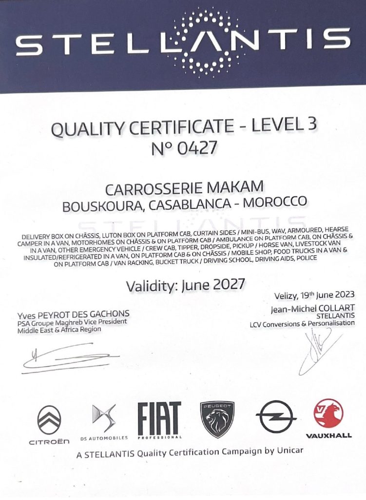 QUALITY CERTIFICATE - LEVEL 3