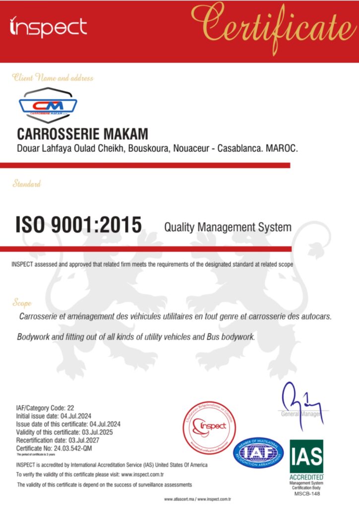 MAKAM - Certificat ISO 9001 2015